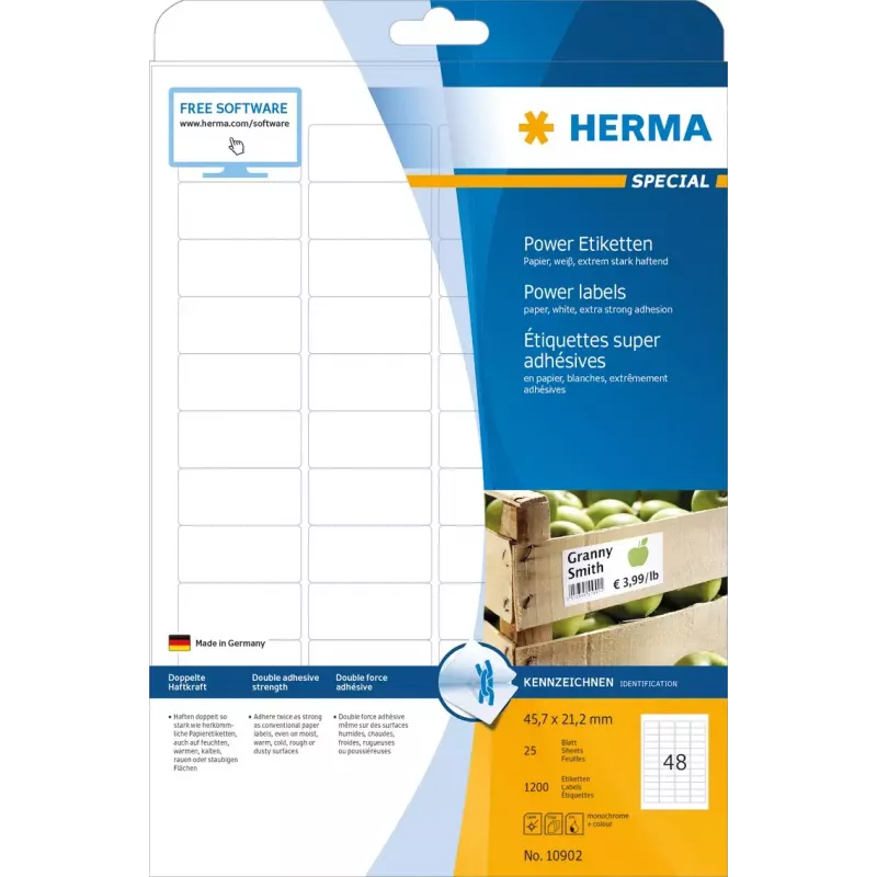 Etiquetas autoadhesivas para impresora HERMA Labels A4 45,7 x 21,2 mm