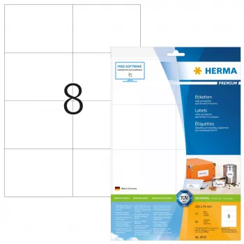 Etiqueta autoadhesiva HERMA 8645 rectangular permanente blanco