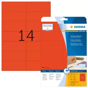 Etiquetas autoadhesivas para impresora HERMA etiquetas de color A4 105x42,3 mm rojo