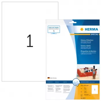 Etiqueta autoadhesiva para impresora HERMA etiquetas brillantes para inyección de tinta A4 210x297 mm papel blanco brillante 10 uds.