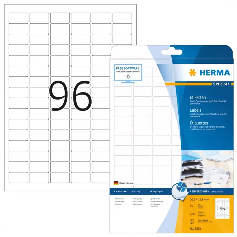 Etiquetas para inyección de tinta HERMA A4 30,5x16,9 mm 2400 uds.