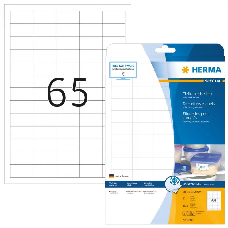 Etiquetas autoadhesivas para impresora HERMA etiquetas para congelación A4 1625 uds.