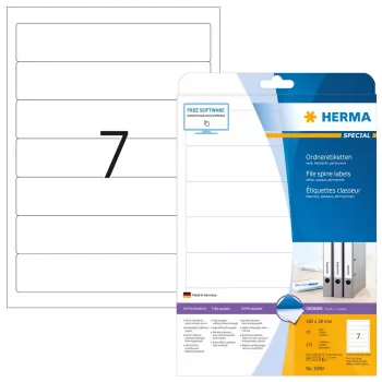 Etiquetas para lomos de archivador HERMA A4 192x38 mm blanco papel mate opaco 175 uds.