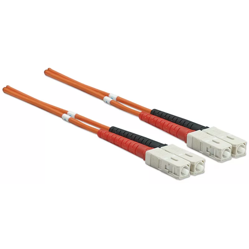 Intellinet latiguillo de fibra óptica, OM2, SC/SC, 2 m, naranja, dúplex, multimodo, 50/125 µm, LSZH, fibra óptica, garantía de por vida