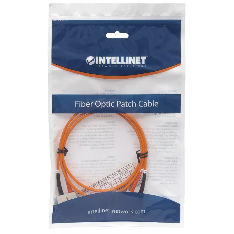Intellinet latiguillo de fibra óptica, OM2, SC/SC, 2 m, naranja, dúplex, multimodo, 50/125 µm, LSZH, fibra óptica, garantía de por vida