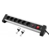 Regleta de enchufes Olympia SL 2625 S 1,5 m 6 tomas AC interior negro plata