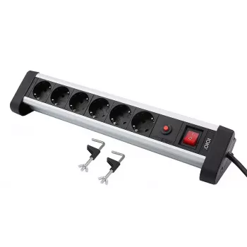 Regleta de enchufes Olympia SL 2625 S 1,5 m 6 tomas AC interior negro plata