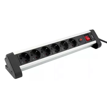 Regleta de enchufes Olympia SL 2625 S 1,5 m 6 tomas AC interior negro plata