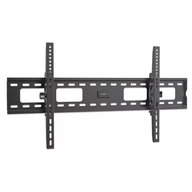 Soporte de pared Manhattan para TV y monitores (inclinable), para pantallas de 37 inch a 75 inch, compatibilidad VESA: todas entre 200x200 mm y 800x400 mm – comprueba las dimensiones de los cuatro orificios de montaje en la parte posterior de la pantalla para asegurarte de que encajan, máx. 75 kg, negro, soporte