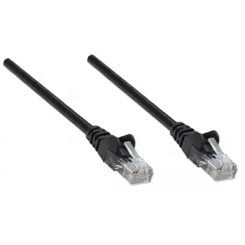 Cable de red Intellinet, Cat6, 15 m, negro, CCA, U/UTP, PVC, RJ45, contactos dorados, snagless, con alivio de tensión, garantía de por vida