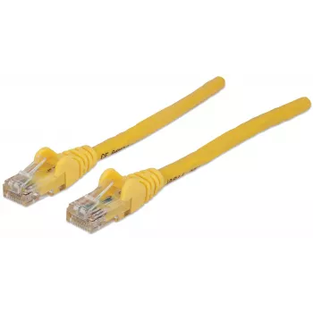 Cable de red Intellinet, Cat6, 3 m, amarillo, CCA, U/UTP, PVC, RJ45, contactos dorados, protección de lengüeta sin enganches, con funda, garantía de por vida