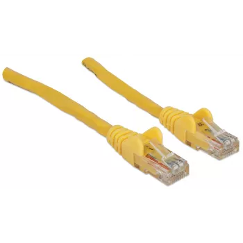 Cable de red Intellinet, Cat6, 5 m, amarillo, CCA, U/UTP, PVC, RJ45, contactos dorados, snagless, moldeado, garantía de por vida