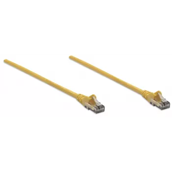 Cable de red Intellinet, Cat6, 10 m, amarillo, CCA, U/UTP, PVC, RJ45, contactos dorados, protección de lengüeta, protección de funda, garantía de por vida