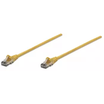 Cable de red Intellinet, Cat6, 10 m, amarillo, CCA, U/UTP, PVC, RJ45, contactos dorados, protección de lengüeta, protección de funda, garantía de por vida