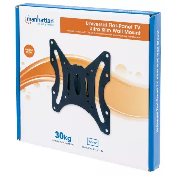 Soporte de pared Manhattan para TV y monitores (fijo), para pantallas de 23 inch a 42 inch, compatibilidad VESA: todas entre 75 x 75 mm y 200 x 200 mm – comprueba las dimensiones de los cuatro orificios de montaje en la parte posterior de la pantalla para asegurarte de que encaja, máx. 30 kg, negro, soporte