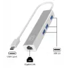Adaptador de red Gigabit USB-C LevelOne con hub USB, con cable, USB Type-C, Ethernet, 1000 Mbit/s, plata