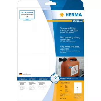Etiquetas autoadhesivas HERMA 4576 removibles blancas 80 uds.
