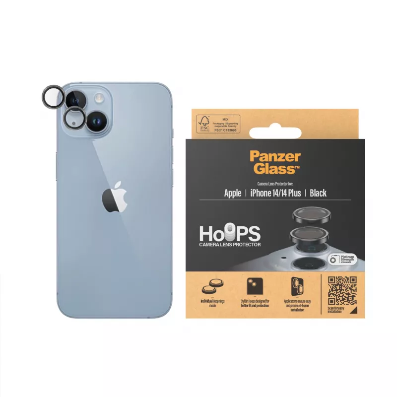 PanzerGlass ® Hoops® Protección de lente de cámara negro iPhone 14 | 14 Plus