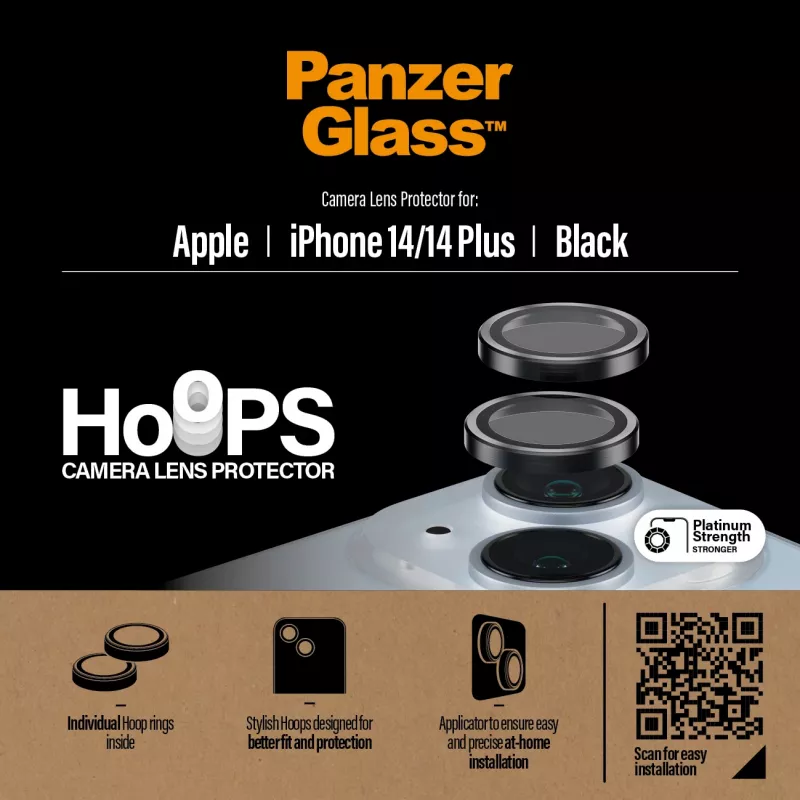 PanzerGlass ® Hoops® Protección de lente de cámara negro iPhone 14 | 14 Plus