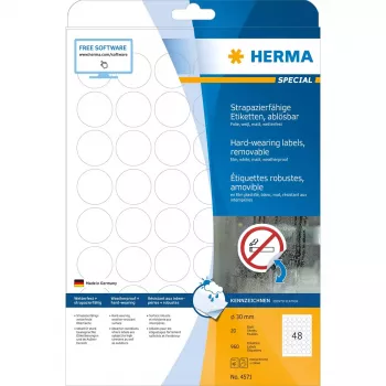 Etiquetas autoadhesivas HERMA 4571 removibles blanco 960 uds.