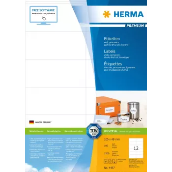 Etiquetas HERMA Premium A4 105x48 mm blanco papel mate 1200 uds.