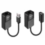Lindy 60m USB 1.1 Cat.6 Extender Basic, transmisor y receptor de red, 60 m, 12 Mbit/s, Cat5e, Cat6, negro, plástico