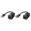 Lindy 60m USB 1.1 Cat.6 Extender Basic, transmisor y receptor de red, 60 m, 12 Mbit/s, Cat5e, Cat6, negro, plástico