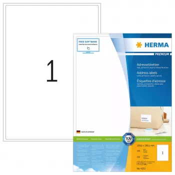 Etiquetas de dirección Premium HERMA A4 199,6 x 289,1 mm blanco papel mate 100 uds.