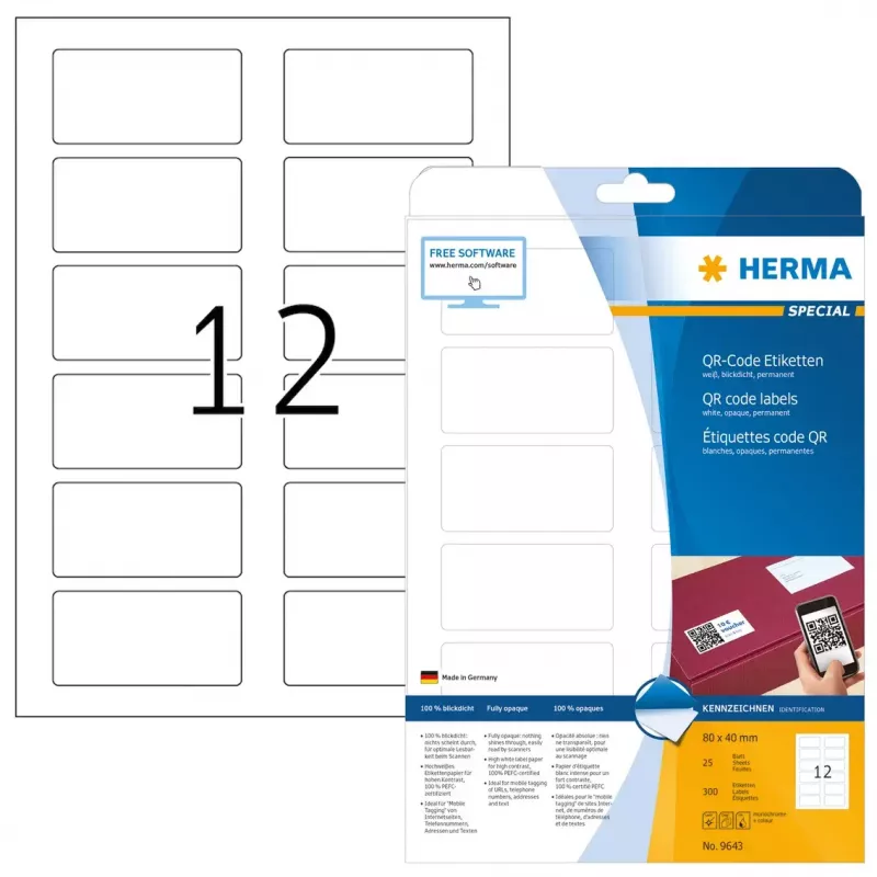 Etiqueta de impresora autoadhesiva HERMA etiquetas código QR 9643