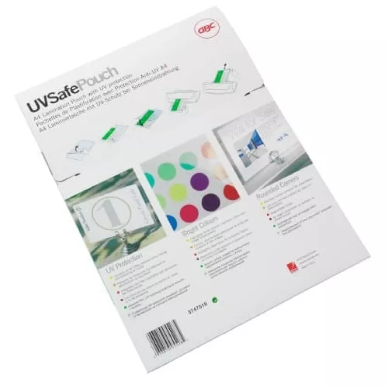 Funda de laminar GBC A4 protección UV 150 micras, brillante, A4, 100 uds.