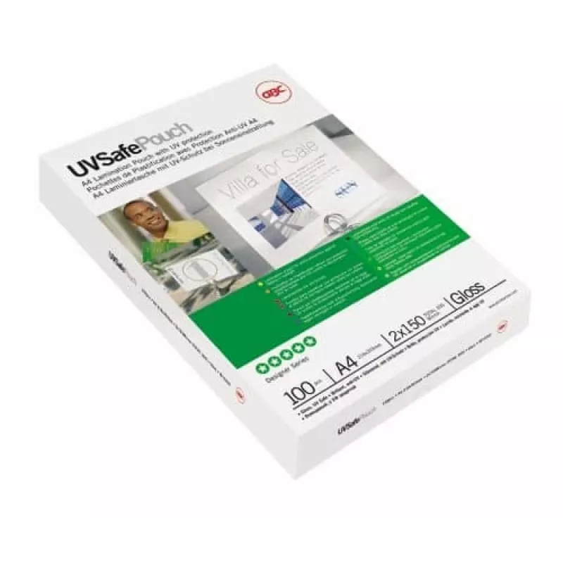 Funda de laminar GBC A4 protección UV 150 micras, brillante, A4, 100 uds.