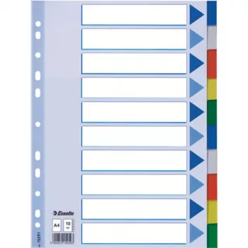 Separador Esselte PP A4 índice en blanco multicolor 225x297mm