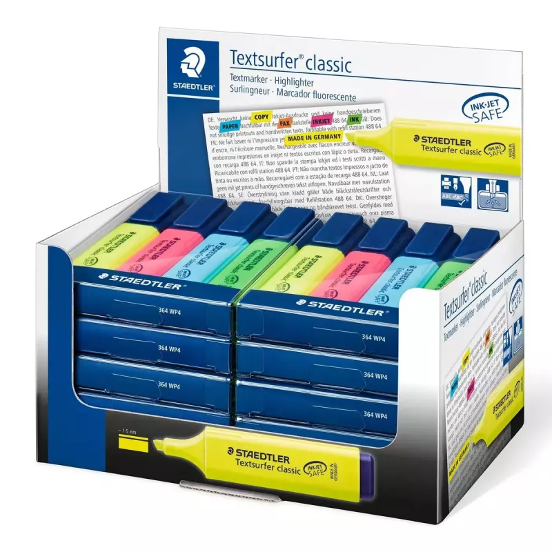 Rotulador Staedtler Textsurfer classic 364 punta biselada azul verde rosa amarillo