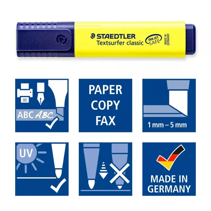 Rotulador Staedtler Textsurfer classic 364 punta biselada azul verde rosa amarillo