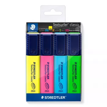 Rotulador Staedtler Textsurfer classic 364 punta biselada azul verde rosa amarillo