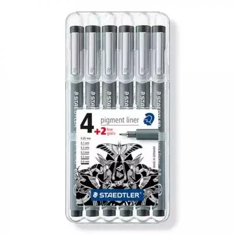 Rotulador de punta fina Staedtler 308 SB6P negro 6 uds.