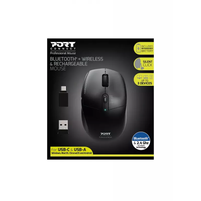 Ratón Port Designs 900715 RF Wireless + Bluetooth