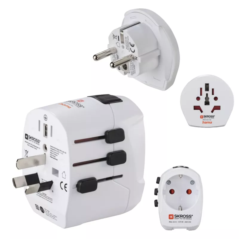 Hama World Travel Pro Light Fuente de alimentación USB Universal Blanco
