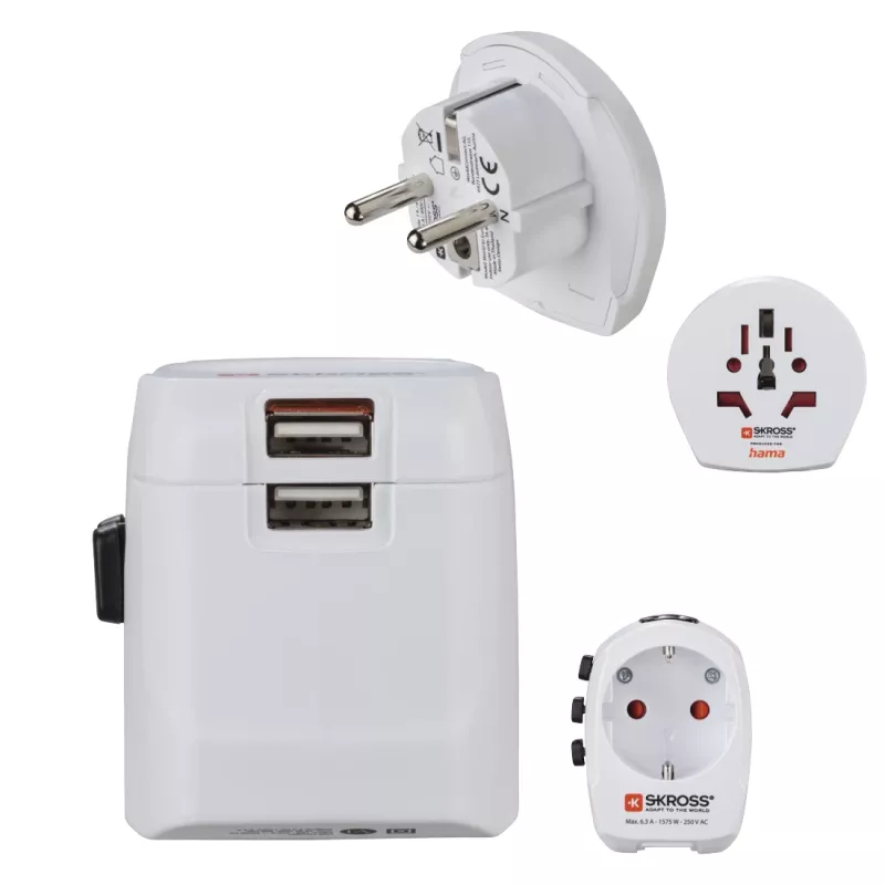 Hama World Travel Pro Light Fuente de alimentación USB Universal Blanco