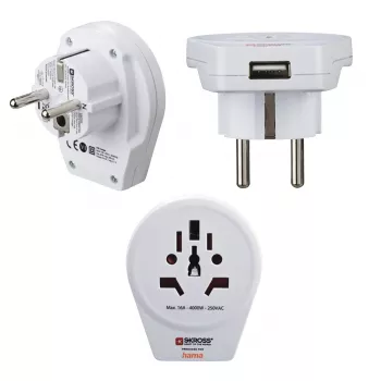 Hama Adaptador de enchufe USB de mundo a Europa Universal Blanco