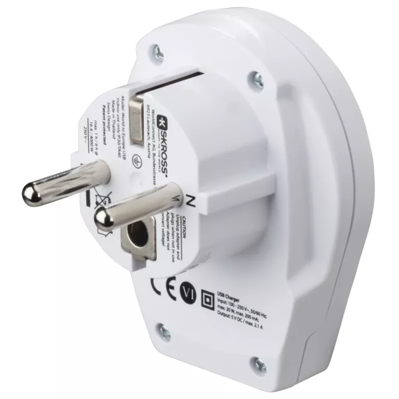 Hama Adaptador de enchufe USB de mundo a Europa Universal Blanco