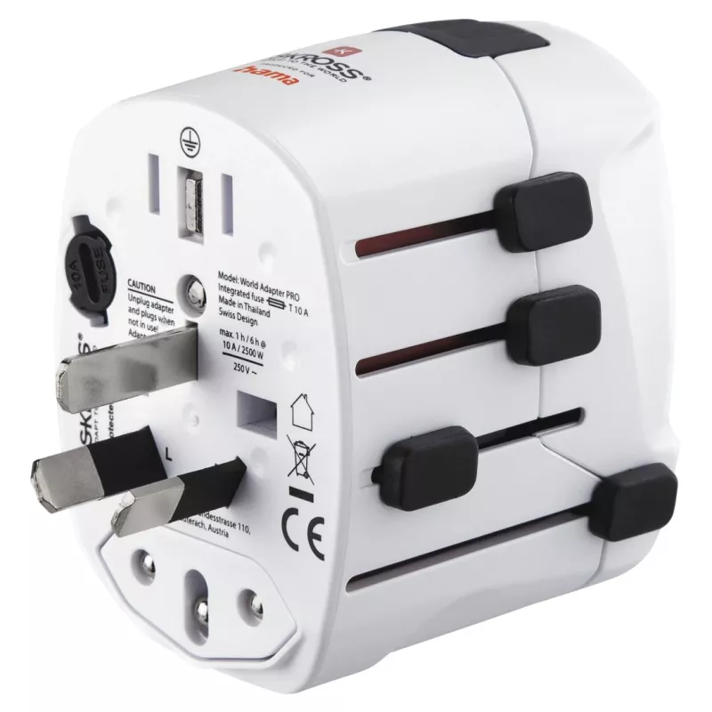 Hama World Travel Pro Adaptador de corriente universal Blanco