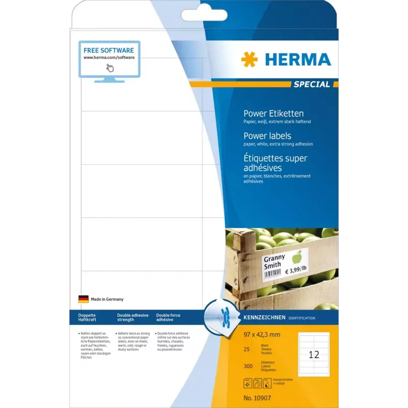 Etiquetas A4 HERMA 10907 blancas extra adherentes 300 uds.