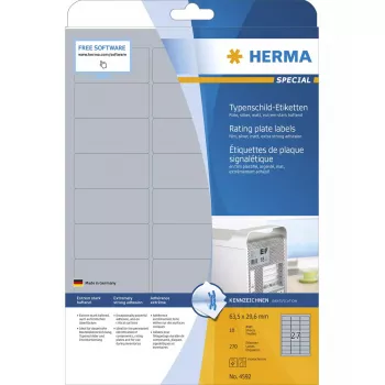 Etiqueta autoadhesiva HERMA 4592 rectangular redondeada plateada
