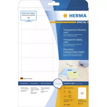 Etiqueta autoadhesiva HERMA 4586 rectangular redondeada transparente