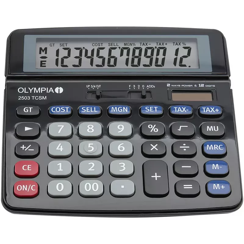 Calculadora básica Olympia 2502 sobremesa negra azul gris
