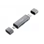 Equip Lector de tarjetas con hub USB 3.0, OTG, MicroSD (TransFlash), MicroSDHC, SD, SDHC, gris, CE y RoHS, USB 3.2 Gen 1 (3.1 Gen 1) Type-A/Type-C, 202 mm, 12 mm