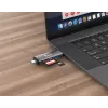 Equip Lector de tarjetas con hub USB 3.0, OTG, MicroSD (TransFlash), MicroSDHC, SD, SDHC, gris, CE y RoHS, USB 3.2 Gen 1 (3.1 Gen 1) Type-A/Type-C, 202 mm, 12 mm