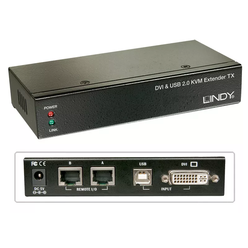Lindy 39377 Cat.5 KVM Extender Classic, DVI, USB, hasta 50 m
