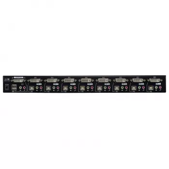Lindy Conmutador KVM DVI-I Single Link de 8 puertos, USB 2.0 y audio Pro